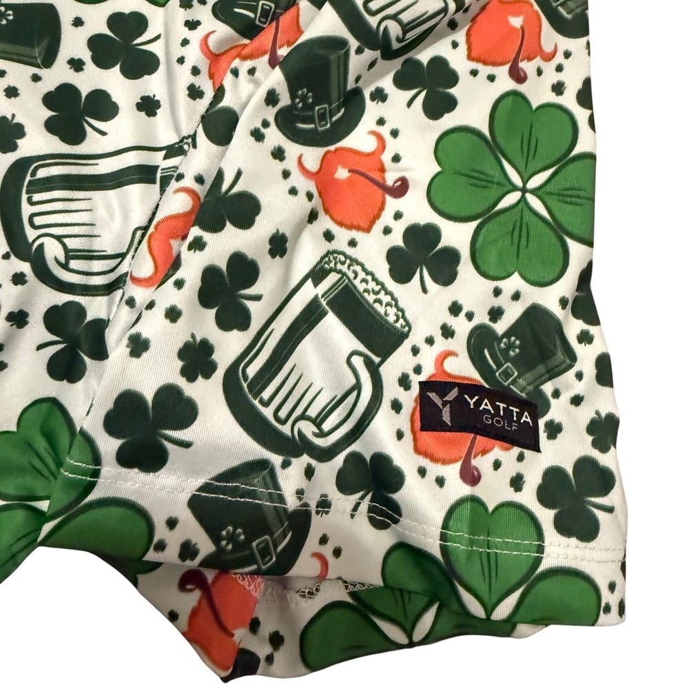 Yatta Golf Mens Large Leprechaun Luck Polo Shirt St Patricks Day Green Clover - Picture 5 of 8